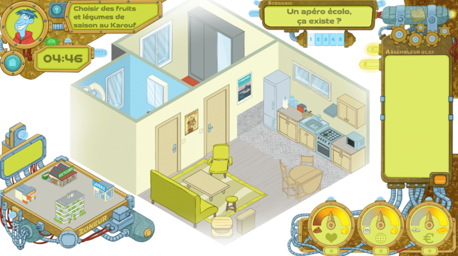 Le jeu propose une immersion dans un appartement en 2D incitant à adopter des gestes simples et logiques pour la santé et l’environnement @ Ecocene